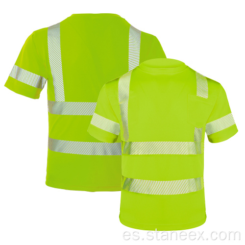 Camisa de trabajador de construcción de cinta reflectante de seguridad transpirable